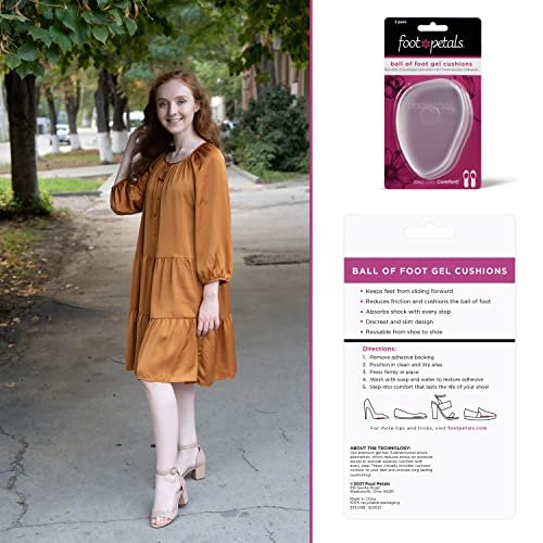 Foot Petals Ball-of-Foot Polster – Metatarsal-Pad für langanhaltenden Komfort – Verhindert Zehenrutschen und Überhang – Damen Absätze – 3 Paar – Klar Gel
