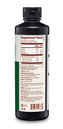 Nutiva Bio MCT-Öl, Keto-freundlich, USDA Bio, Nicht-GVO, 16 Fl Oz (1er-Pack)