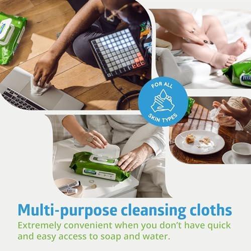 FitRight Aloe Feuchtigkeitstücher, parfümfrei, gesteppt, mit Klappdeckel, 8 x 12 Zoll, 48 Tücher