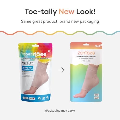 ZenToes Achillessehnen-Schutzsocken – Gepolsterte Kompressionshülle für Achillessehnenentzündung & Haglundferse, waschbar, 1 Paar (Beige)