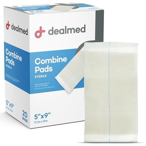 Dealmed ABD Kombi-Wundauflagen 5"x9" (20 Stück) Steril Einzeln Verpackt, Saugfähig, Nicht Haftend für Wundversorgung, Drainage, Erste Hilfe
