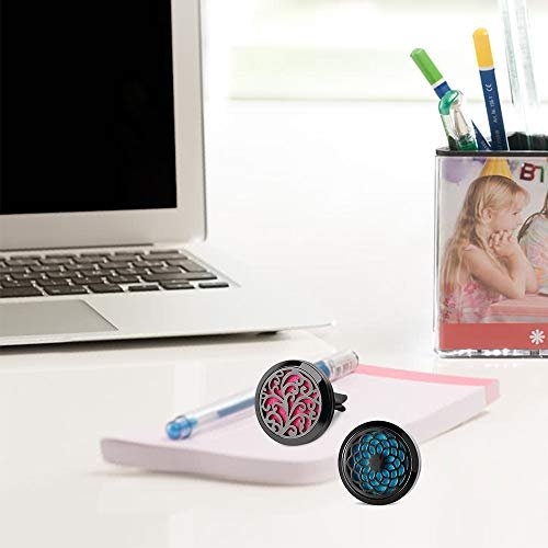 RoyAroma Auto-Lufterfrischer Vent-Clip – 2 Stück 30 mm Schwarzer Auto-Duftdiffusor für Zuhause, Büro & Raum mit 12 Filzpads – Geschenkidee für Frauen & Männer