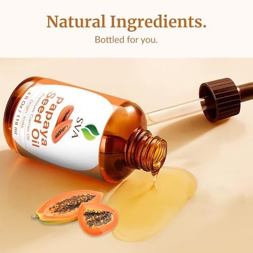 SVA Papaya Samenöl – 118 ml – 100% natürliches kaltgepresstes Papayaöl für Gesicht, Hautpflege, Haarpflege, Kopfhaut- und Körpermassage – Trägeröl mit Pipette