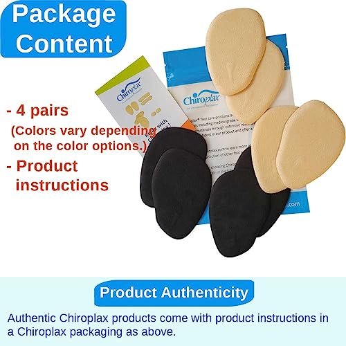 Chiroplax High Heel Pads – Ball-of-Foot Kissen für Damen (4 Paar) – Beige, normale Dicke – Anti-Rutsch-Einlegesohlen für Vorfußschmerz