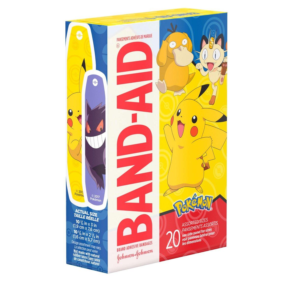 Band-Aid Pflaster mit Pokémon Motiven für Kinder, 20 Stück, bunte Wundversorgung für kleine Schnitte und Schrammen