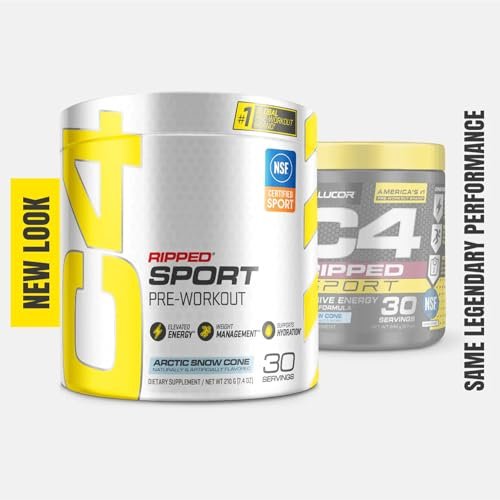 C4 Ripped Sport Pre Workout Pulver Arctic Snow Cone - Zuckerfreies Pre-Workout für Männer & Frauen mit Koffein & Gewichtsverlust - 30 Portionen