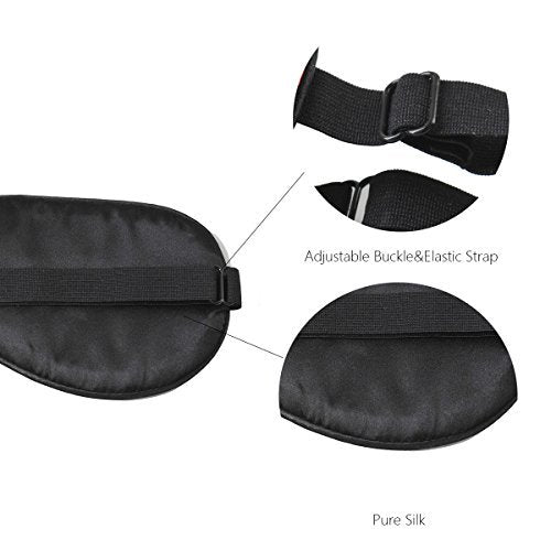 NMM Global 100% Maulbeerseide Schlafmaske – Schwarze Schlafmaske mit verstellbarem Band und Satin-Blick – Fuck Off