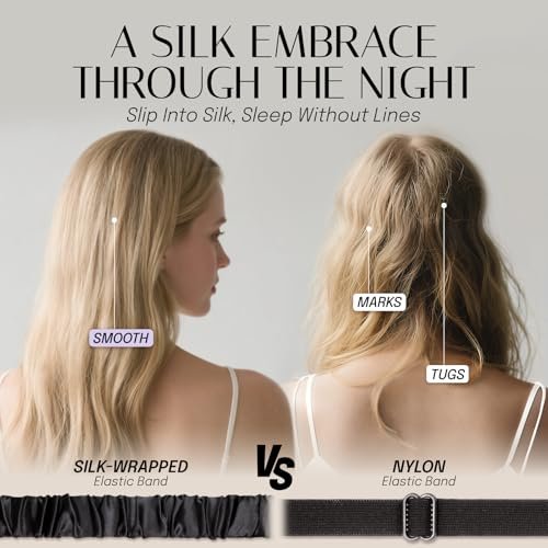OLESILK Seiden Schlafmaske für Damen und Herren – Doppellagige Seidenfüllung, verstellbares elastisches Band, inklusive Aufbewahrungstasche und Ohrstöpsel – Ideal für Reisen, Nickerchen und erholsamen Schlaf (Schwarz)