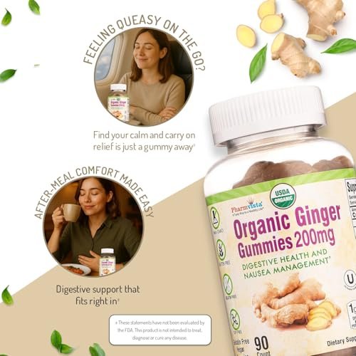 Pharmvista Bio Ingwer Gummis 200mg, 90 Stück – Für Übelkeit & Verdauung