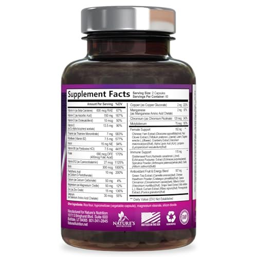 Multivitamin für Frauen – Komplettes Multi-Vitamin mit Vitamin A, C, D, E, B6, B12, Zink, Calcium & Magnesium, tägliches Multimineral für Haar, Haut und Nägel – 120 Kapseln