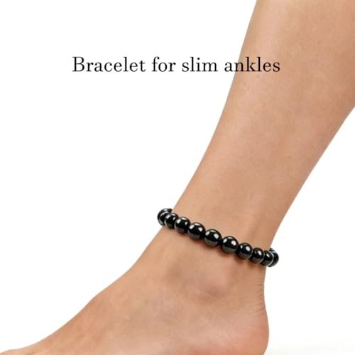 Drkao 2er-Pack Magnetische Fußkettchen Armbänder, Magnetfeldtherapie, Unterstützt das Immunsystem, Stressabbau, Geschenkidee - Schwarz