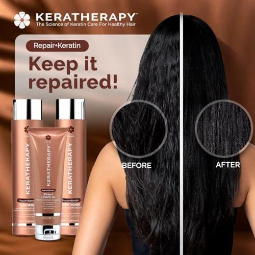 KERATHERAPY Keratin Infused KeratinFIXX Repair Shampoo – Reparierendes Shampoo für trockenes, geschädigtes oder krauses Haar mit Kaviar-Extrakt, 300 ml