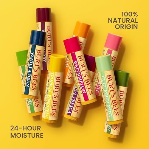 Burt's Bees 100% Natürlicher Feuchtigkeitsspendender Lippenbalsam, Vanille - 4er-Pack