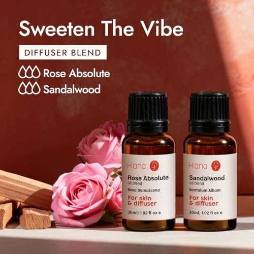 H'ana Rosenöl - 30 ml Rosen Ätherisches Öl für Haut, Haare, Diffuser, Aromatherapie & DIY