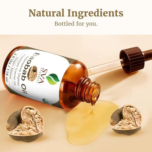 SVA Baobab Samenöl Bio - 118 ml – 100% natürlich kaltgepresstes Bio-Baobaböl – für Gesicht, Hautpflege, Haarpflege, Kopfhautmassage & Körpermassage – Trägeröl mit Pipette