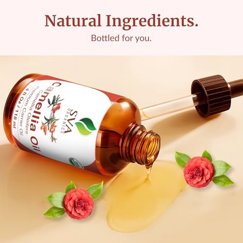SVA Bio Camelliaöl Organisch - 118 ml – 100% Naturreines Kaltgepresstes Bio-Camellienöl – Für Gesicht, Hautpflege, Haarpflege, Kopfhautmassage & Körpermassage – Trägeröl mit Pipette