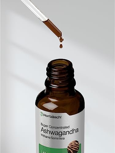 Horbäach Ashwagandha Liquid Drops 2 Fl Oz – Alkoholfreies Tinktur-Wurzelextrakt – Nahrungsergänzungsmittel für Frauen und Männer – Mit Withania Somnifera – Vegetarisch, Nicht-GVO, Glutenfrei