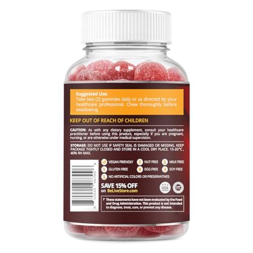 BeLive Apfelessig Gummibärchen – Zuckerfreie ACV Gummis für Entgiftung & Verdauung – Vegane, Keto-freundliche Alternative zu Kapseln – 60 Stück