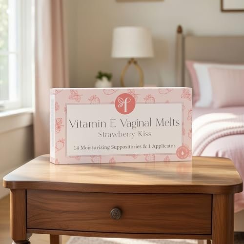 Femallay Bio-Vitamin-E-Vaginalmeltz – Für natürliche Feuchtigkeit, Komfort & Hydratation – Erdbeerkuss, 1-Pack (14 Stück)