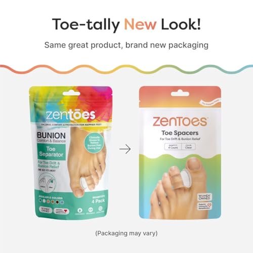 ZenToes Gel-Zehenspreizer für Ballenzehen – Korrektur überlappender Zehen und Schmerzlinderung – 1 Packung mit 4 (Transparent)