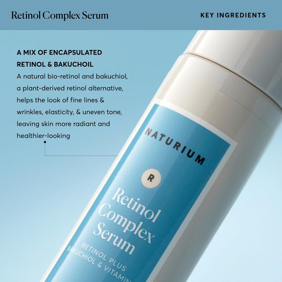Naturium Retinol Complex Serum – Verfeinerndes & glättendes Gesichtsserum mit verkapselten Retinolen & Bakuchiol, 30 ml