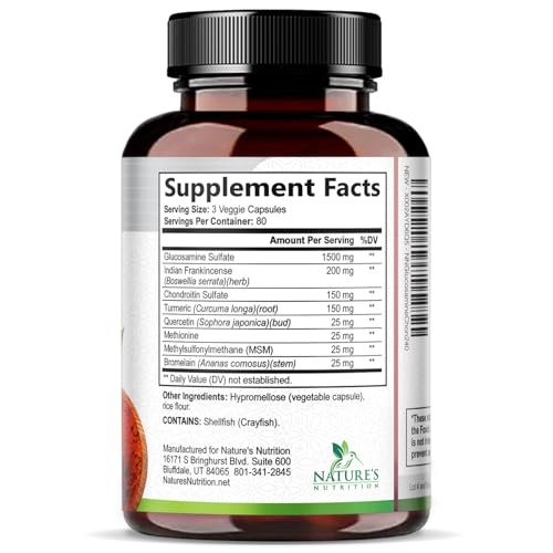 Glucosamin Chondroitin MSM Gelenkunterstützung - Dreifach-Stärke mit Kurkuma & Boswellia für Gelenkmobilität und Knorpelschutz - 240 Kapseln