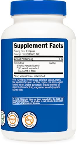 Nutricost Acai Extrakt 120 Kapseln für 120 Portionen - Euterpe Oleracea, GMO-frei, glutenfrei und vegetarisch