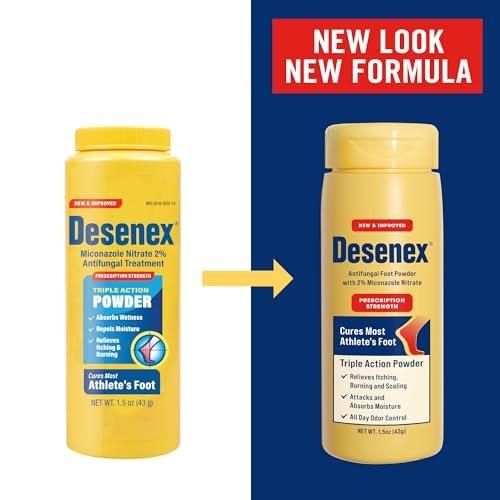 Desenex Anti-Pilz Fußpuder, bekämpft Fußpilz, 2% Miconazolnitrat, lindert Juckreiz, Brennen und Schuppen, absorbiert Feuchtigkeit, Geruchskontrolle, 42,5 g