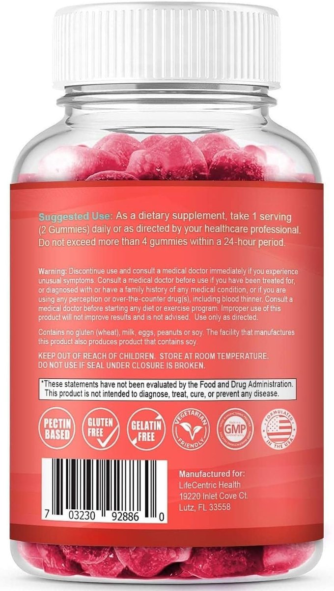 LifeCentric Health Biotin Gummis für Erwachsene | Max Stärke Biotin 10000mcg | Kaubare Biotin-Ergänzung für Frauen und Männer | 100 Stück vegane Haar-Gummis für Haut, Haare und Nägel