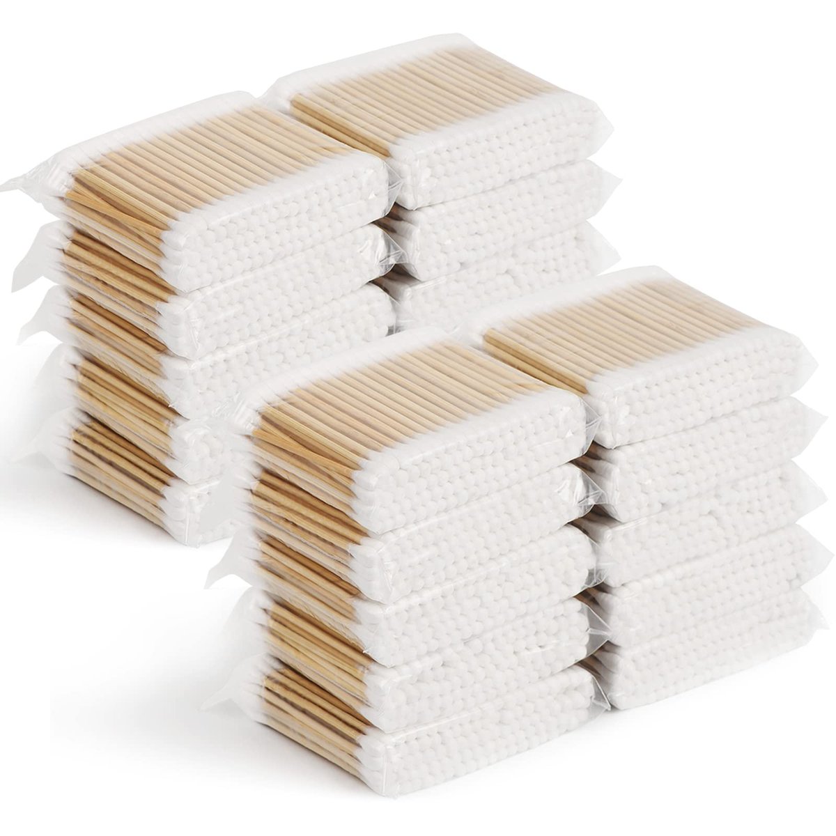 Baumwoll-Wattestäbchen 2000 Stück (20 Packungen), doppelspitzige Wattestäbchen mit Holzstiel, für Ohren, Make-up, tägliche Reinigung