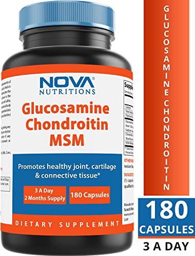 Nova Nutritions Dreifach starkes Glucosamin Chondroitin MSM 2600mg/Portion Kapseln – Unterstützt gesunde Gelenke, Knorpel und Bindegewebe – Fördert Gelenkkomfort und Flexibilität, 180 Kapseln