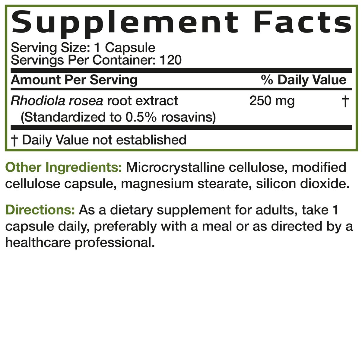 Bronson Rhodiola Rosea Vegetarische Kapseln - Adaptogenes Kraut - Unterstützung für Gehirn, Stress & Stimmung - Non-GMO, 120 Stück