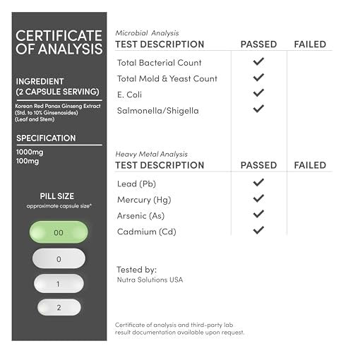 Koreanische Ginseng Kapseln (Panax Ginseng Extrakt, 10 % Ginsenoside) - 240 vegane Kapseln, 4 Monate Vorrat, 1.000 mg pro Portion für Stimmung, kognitive Funktion und Energie