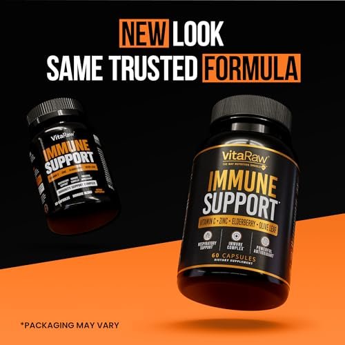 VitaRaw Immunsystem Unterstützung Vitamine – Holunder mit Zink, Vitamin C und Knoblauch für Erwachsene – Sambucus Schwarzer Holunder Kapseln & Echinacea Immunität Erneuerung Komplex