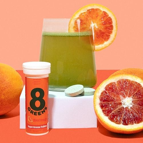 8Greens Supergreens Tabletten – Superfood-Tabletten für Stoffwechsel, Immunsystem & Konzentration, tägliche grüne Brausetabletten, Bio: Aloe Vera, Spirulina, Chlorella, Blutorange, 10 Portionen