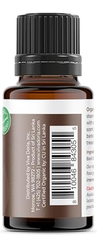 Viva Doria Bio Ceylon Zimtrindenöl – 100% reines, natürliches, unverdünntes, lebensmittelechtes ätherisches Öl, 15 ml