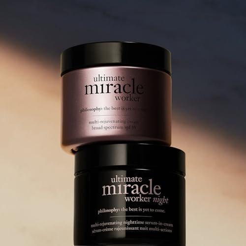 philosophy ultimate miracle worker Multi-Rejuvenating Night Serum-in-Cream Feuchtigkeitscreme mit Retinol - Anti-Aging gegen feine Linien & Falten - 2 fl oz