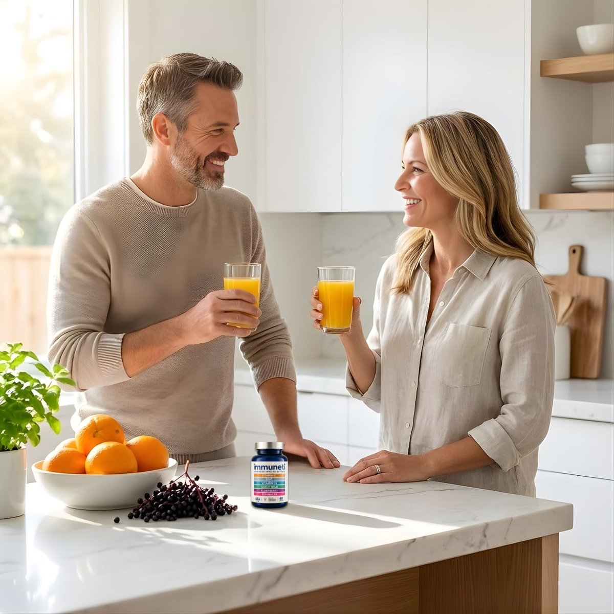 Immuneti Advanced Immune Support – Ärztlich formuliertes 6-in-1 tägliches Immunitätsergänzungsmittel – Hergestellt in den USA – Mit Vitamin C, D3, Zink, Holunderbeere, Knoblauch & Echinacea – Vitalstoffe & Antioxidantien (1)