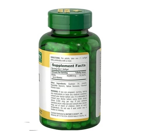 Nature's Bounty Biotin 10.000 mcg – 250 Rapid Release Softgels für Haar, Haut und Nägel