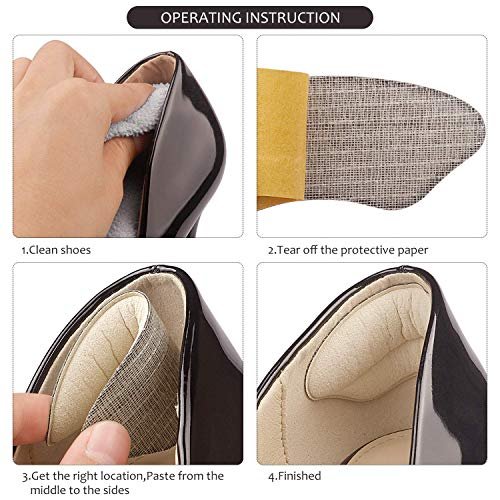 Makryn Premium Fersenpolster Einlagen Grips Liner für Damen Herren, Rückseite der Protektoren Polster verhindern zu große Schuhe vom Rutschen, Blasen, Füller lose Passform (Mehrfarbig 4 Paare)