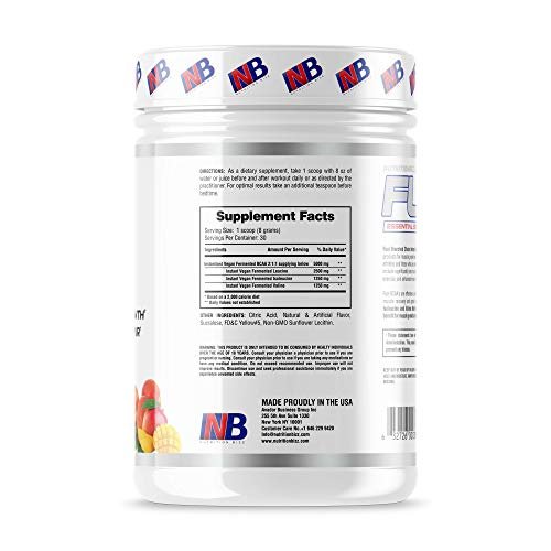 NutritionBizz BCAA Pulver – 5 g BCAAs Aminosäuren, Erholungsgetränk nach dem Training für Muskelaufbau, Regeneration und Ausdauer, 30 Portionen (Pfirsich Mango)