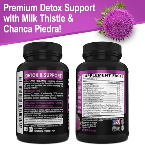 Leberreinigung Detox Unterstützung – Komplette Gesundheitsreparatur-Kapseln mit Artischocke, Berberin, Kurkuma – Unterstützung der Gallenblasenpflege mit natürlichem Mariendistel-Löwenzahn-Supplement