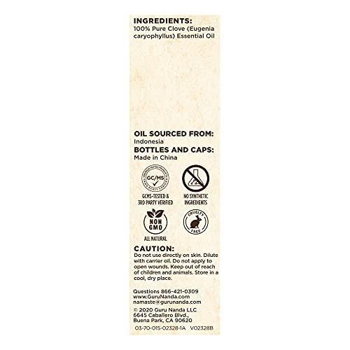 GuruNanda 100% reines Nelkenöl, naturbelassen und unverdünnt, 2 x 15 ml