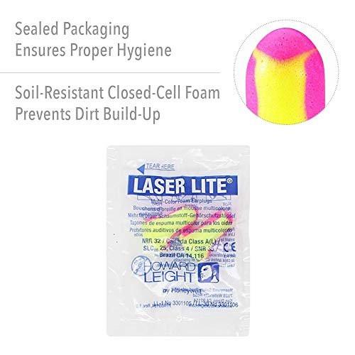 Howard Leight by Honeywell Laser Lite Gehörschutzstöpsel, hochsichtbare Einweg-Ohrstöpsel aus Schaumstoff, 50 Paar, gelb