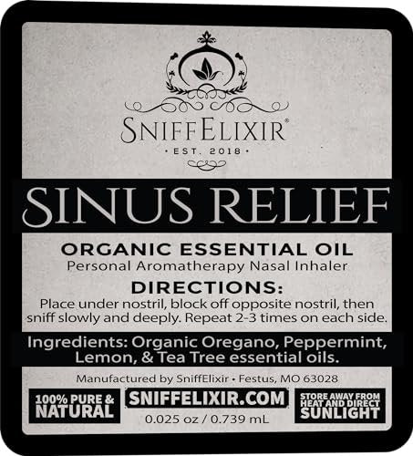 Sinus Drucklinderung Ätherisches Öl Aromatherapie Nasenstift Vapor Inhalator - Verstopfungslinderung für Erwachsene & Sinuskopfschmerz, Hergestellt in den USA mit Bio-Ätherischen Ölen, Frei Atmen