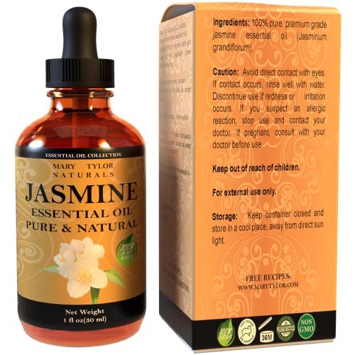 Jasmin ätherisches Öl (30 ml), Premium therapeutische Qualität, 100% rein und natürlich, perfekt für Aromatherapie und vieles mehr von Mary Tylor Naturals