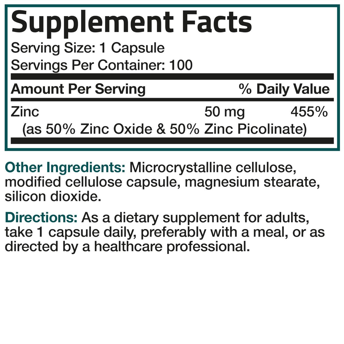 Bronson Zink 50mg Komplex – Hochdosiertes Immunsystem Unterstützung & Antioxidans für Hautgesundheit – Non GMO, 100 Vegane Kapseln