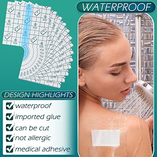 BBTO 50 Stücke Transparente Klarsicht-Pflaster, wasserdicht, dehnbar, groß, 10x10 cm, PU-Folie, Wundauflagen