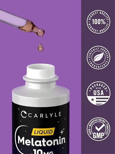 Carlyle Melatonin 10 mg | 60 ml flüssige Tropfen | Beerengeschmack | für Erwachsene | Nicht-GMO, vegetarisches Nahrungsergänzungsmittel