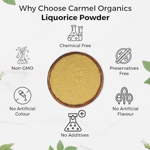 CARMEL ORGANICS Lakritzpulver - 230 g | Kräuterergänzung | Natürlicher Süßstoff und Verdauungshilfe | Nicht-GVO | Ohne Zusatzstoffe